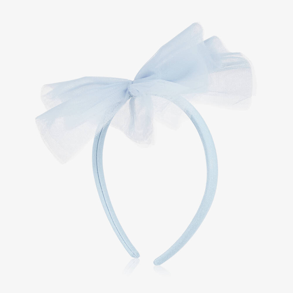 A Dee-Girls Pale Blue Glittery Tulle Bow Hairband | Childrensalon Outlet