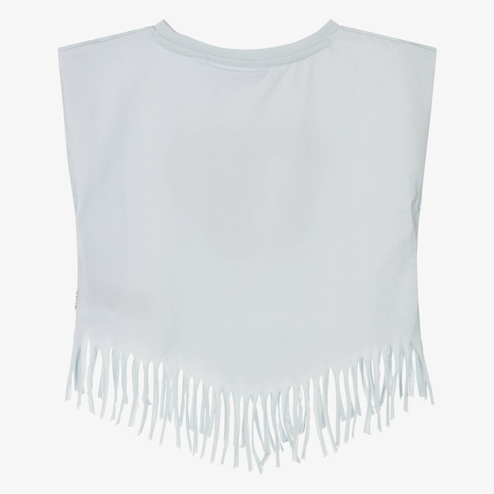 Molo-Girls Pale Blue Rainbow Heart Sleeveless Top | Childrensalon Outlet