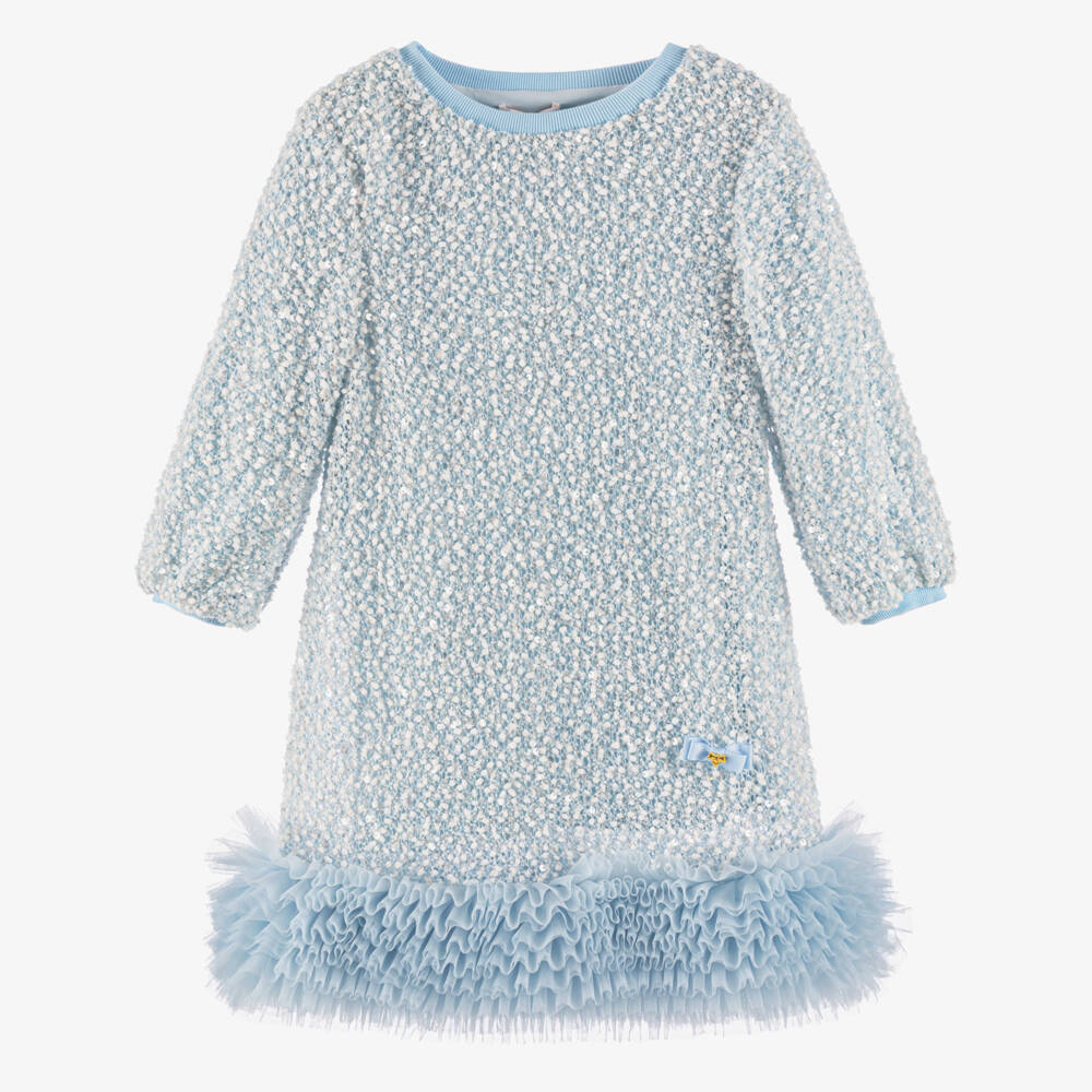 Angel's Face-Girls Pale Blue Sequin Embellished Ruffle Hem Dress | Childrensalon Outlet