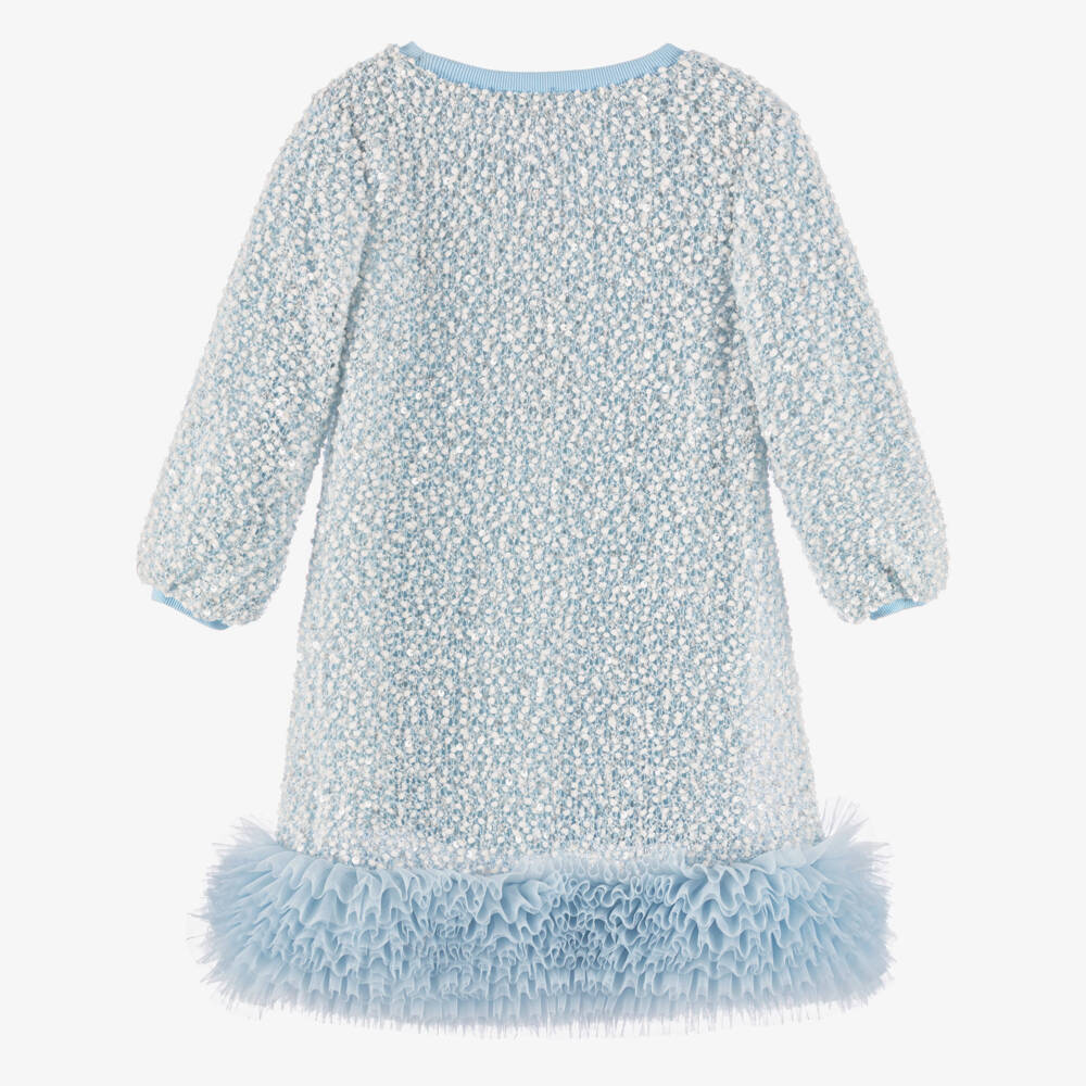 Angel's Face-Girls Pale Blue Sequin Embellished Ruffle Hem Dress | Childrensalon Outlet