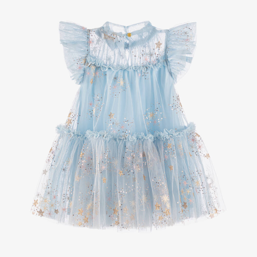Angel's Face-Girls Pale Blue Tulle Embroidered Star Dress | Childrensalon Outlet
