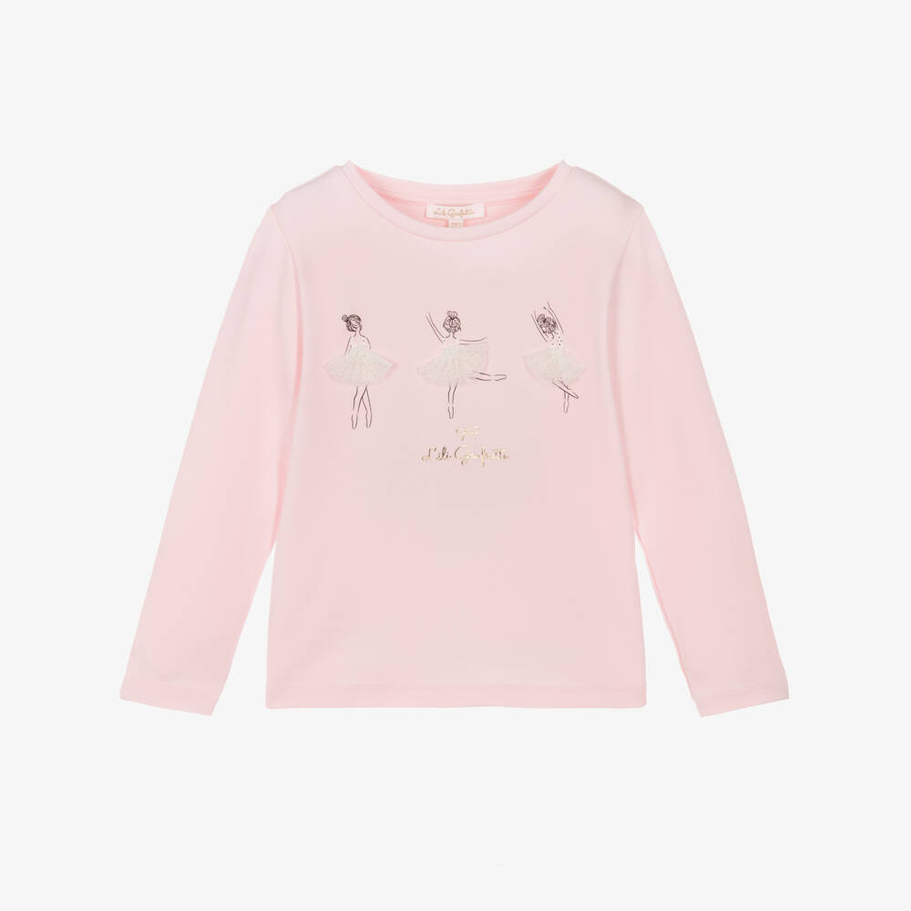 Lili Gaufrette-Girls Pale Pink Cotton Ballerina Top | Childrensalon Outlet