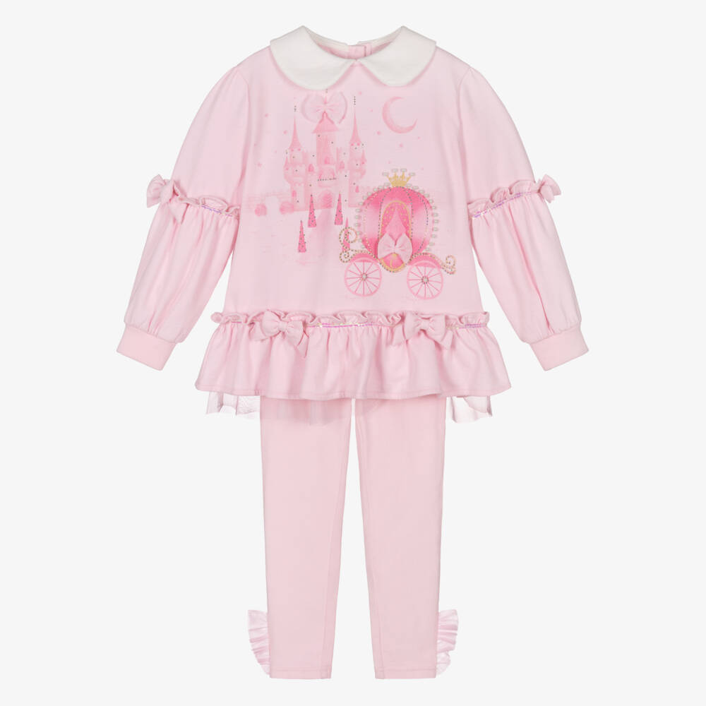 Caramelo Kids-طقم بناتي وردي مع ليجنز برسومات القلعة | Childrensalon Outlet