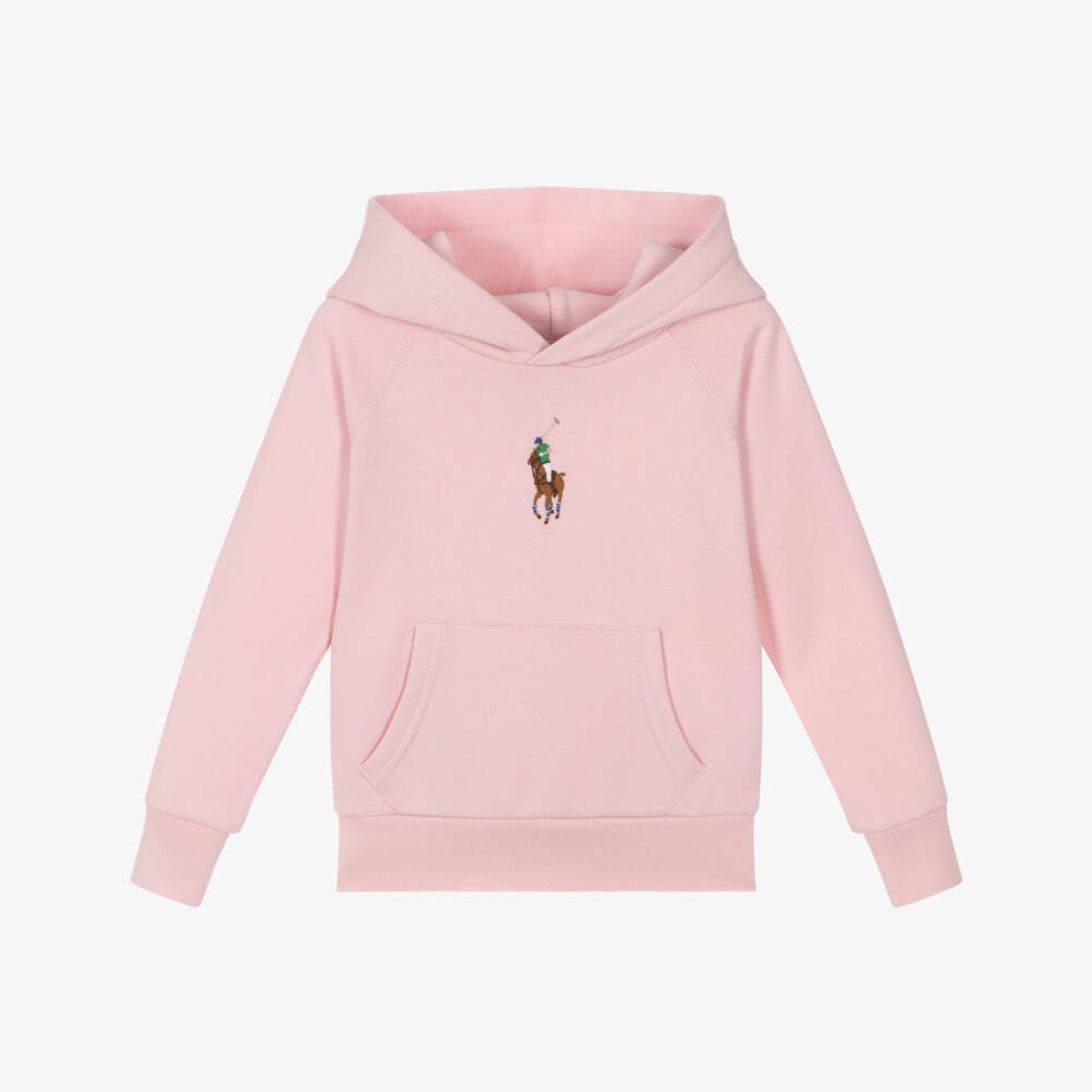 Ralph Lauren-Girls Pale Pink Cotton Logo Hoodie | Childrensalon Outlet