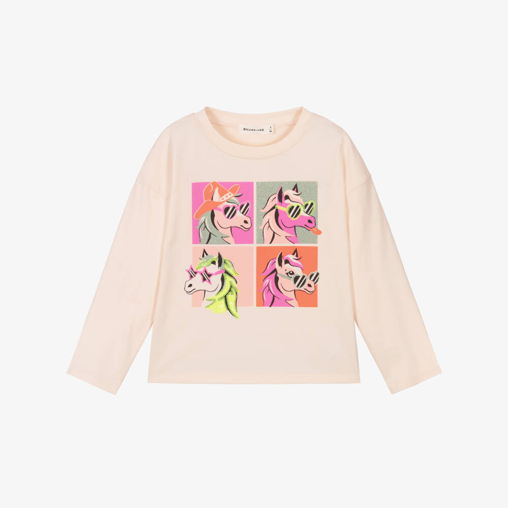 Billieblush-Girls Pale Pink Cotton Pony Top | Childrensalon Outlet