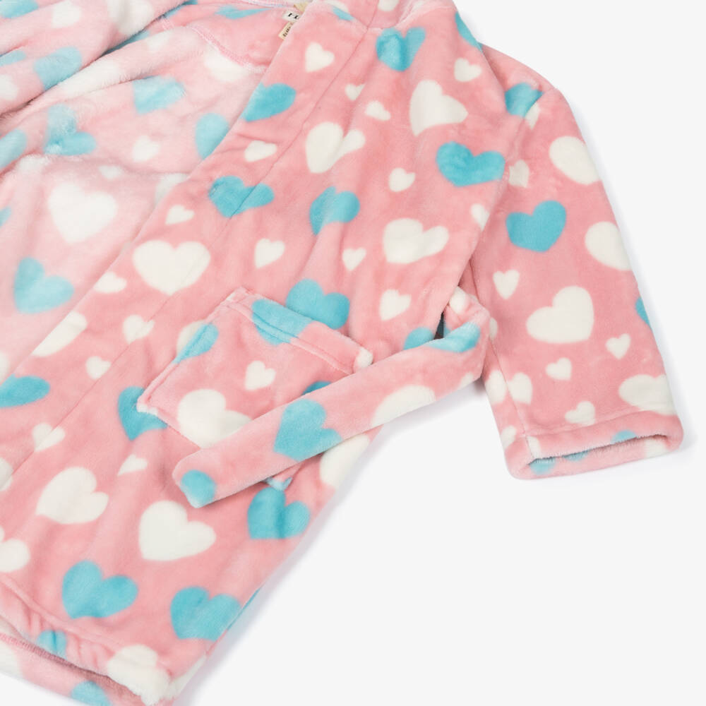 Hatley-Girls Pale Pink Fleece Hearts Dressing Gown | Childrensalon Outlet