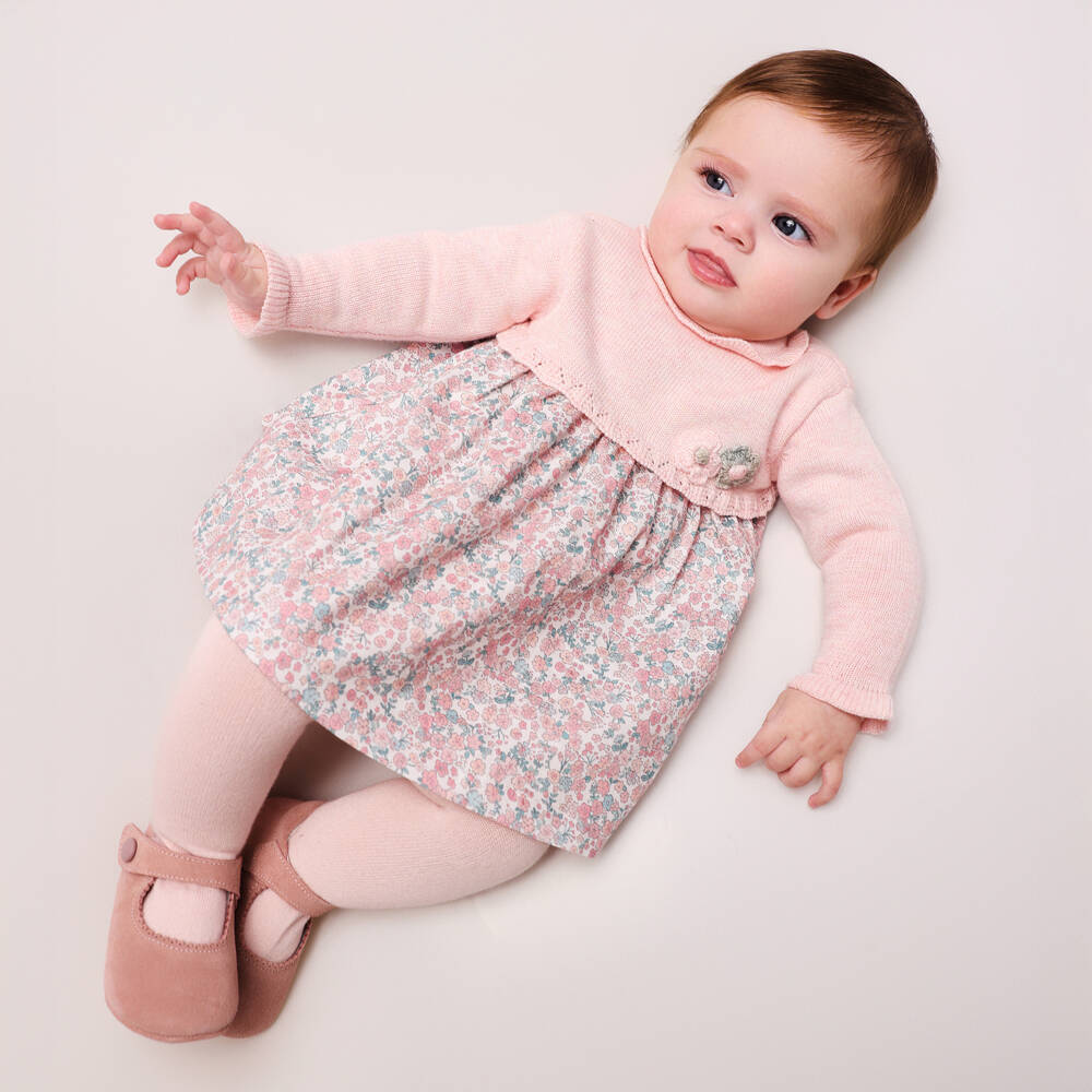 Tutto Piccolo-Girls Pale Pink & Floral Print Dress Set | Childrensalon Outlet