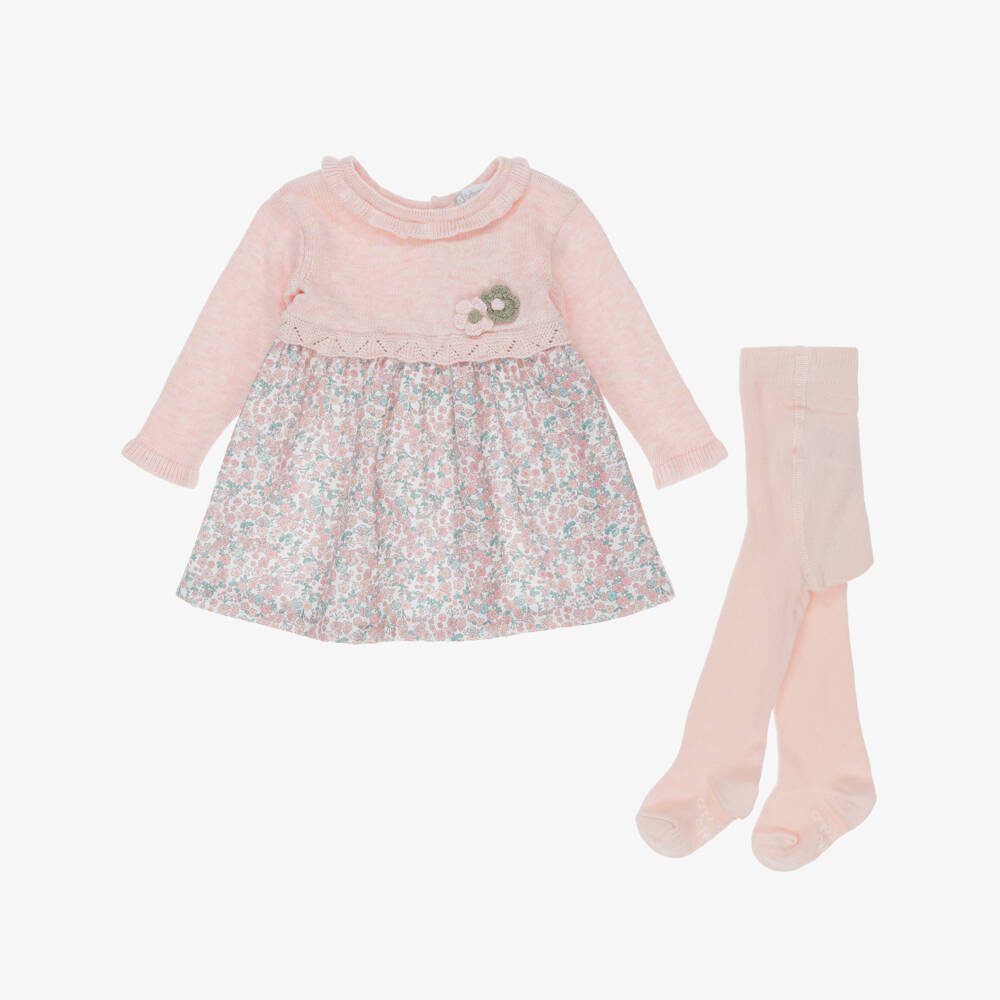 Tutto Piccolo-Girls Pale Pink & Floral Print Dress Set | Childrensalon Outlet