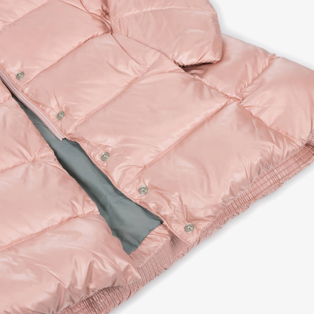 Ralph Lauren-Girls Pale Pink Hooded Down Puffer Coat | Childrensalon Outlet