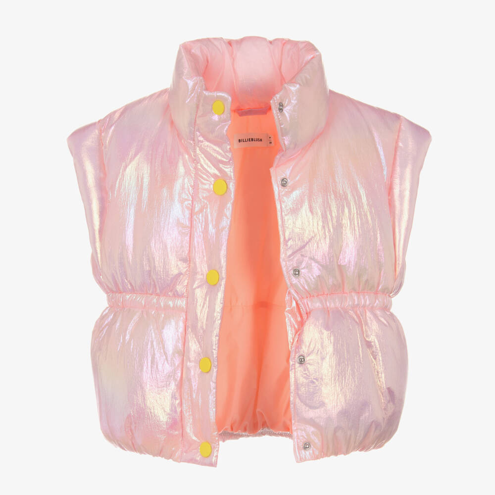 Billieblush-Girls Pale Pink Iridescent Puffer Gilet | Childrensalon Outlet