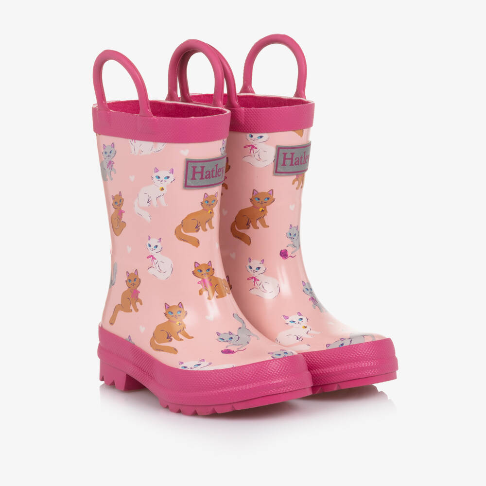 Hatley-Girls Pale Pink Kitten Rain Boots | Childrensalon Outlet