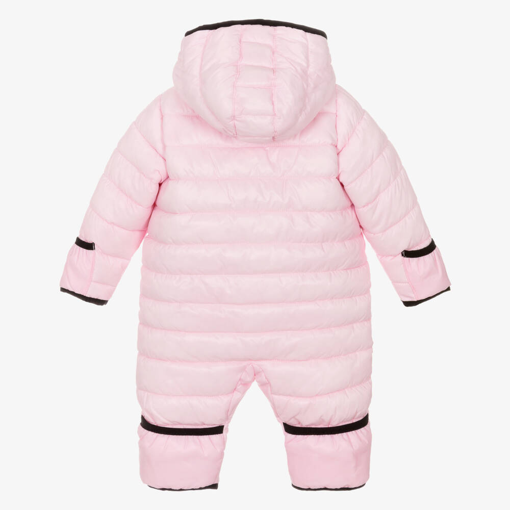 Nike-Girls Pale Pink Logo Padded Snowsuit | Childrensalon Outlet