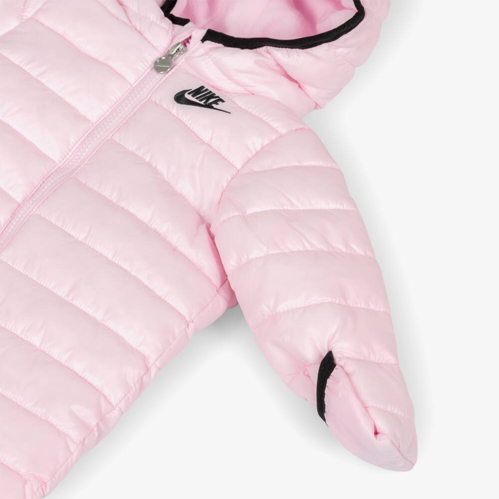 Nike-Girls Pale Pink Logo Padded Snowsuit | Childrensalon Outlet