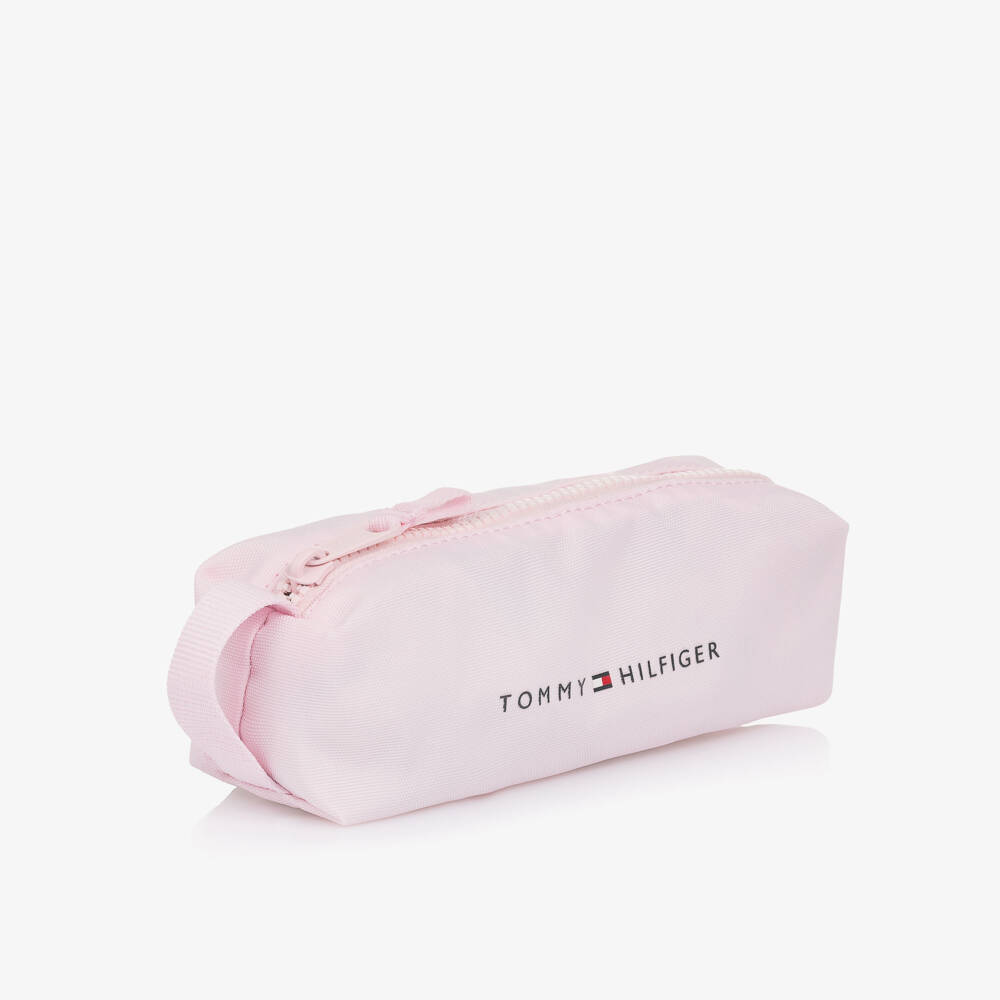 Tommy Hilfiger-Girls Pale Pink Logo Print Pencil Case (20cm) | Childrensalon Outlet