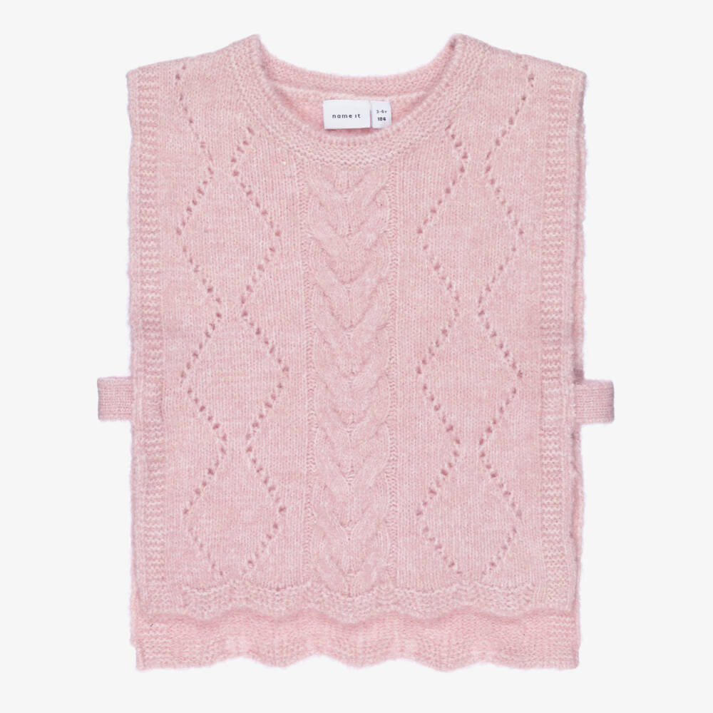 NAME IT-Girls Pale Pink Patterned Knit Slipover | Childrensalon Outlet