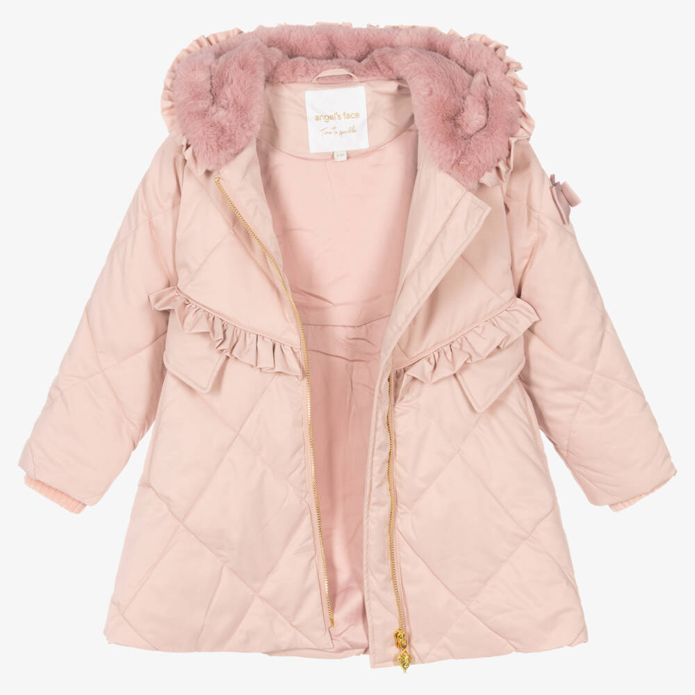 Angel's Face-Girls Pale Pink Quilted Coat | Childrensalon Outlet