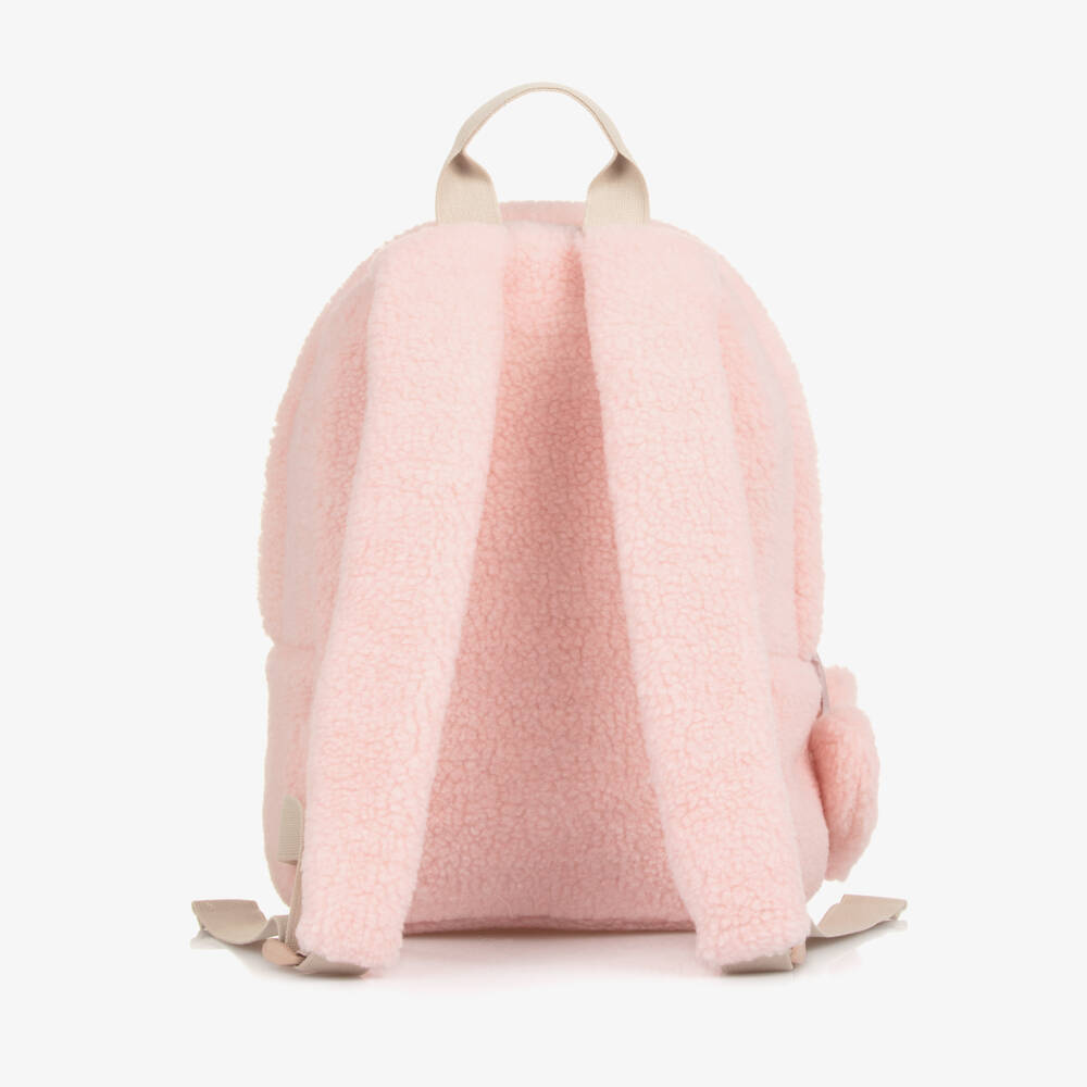 Il Gufo-Girls Pale Pink Sherpa Fleece Backpack (28cm) | Childrensalon Outlet