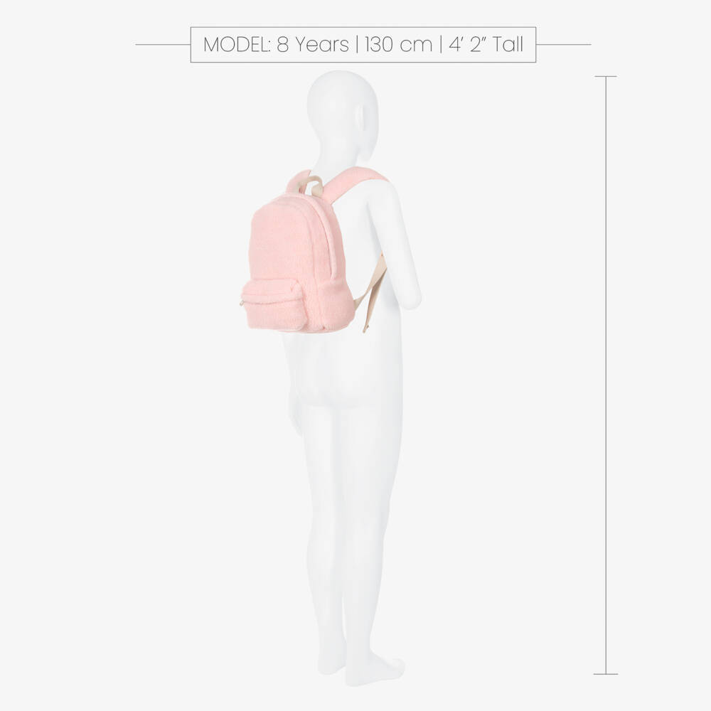 Il Gufo-Girls Pale Pink Sherpa Fleece Backpack (28cm) | Childrensalon Outlet