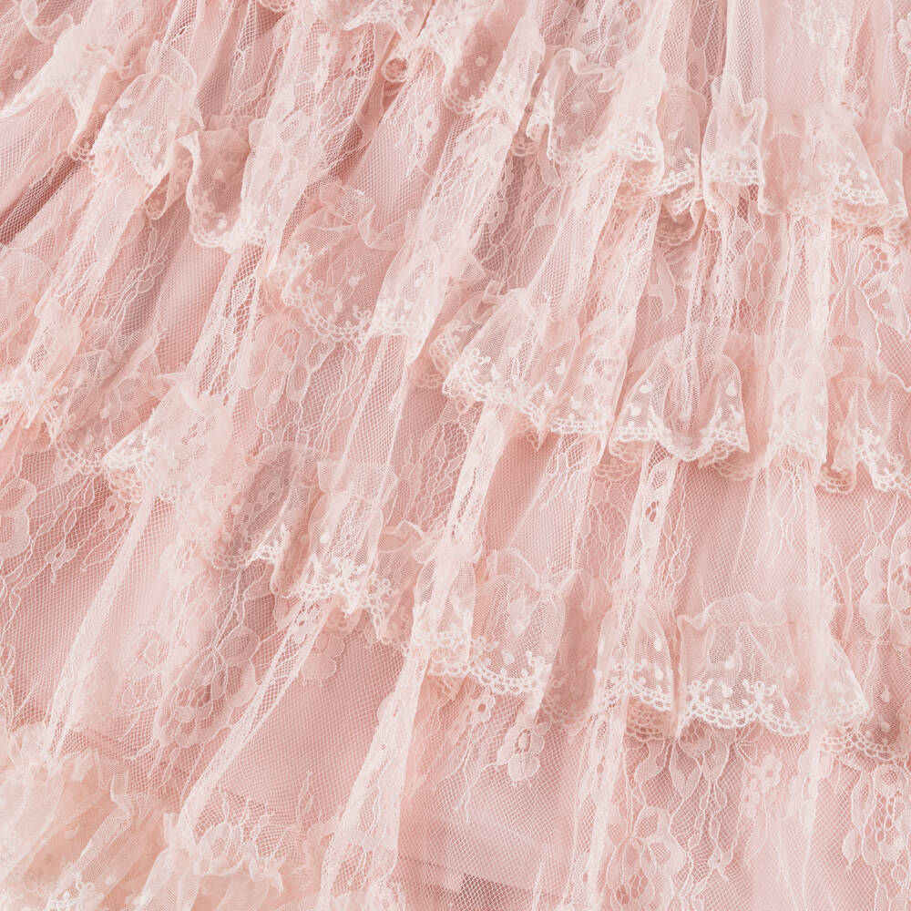 Petite Amalie-Girls Pale Pink Tiered Lace Dress | Childrensalon Outlet