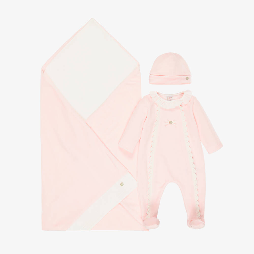 PAZ Rodríguez-Мягкий розовый велюровый комплект для девочек | Childrensalon Outlet