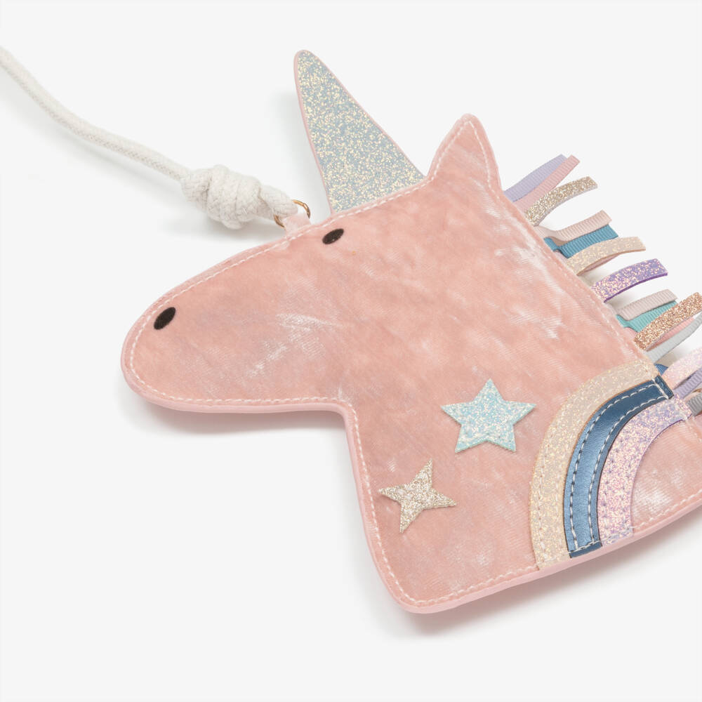 Mimi & Lula-Girls Pale Pink Velvet Unicorn Bag (24cm) | Childrensalon Outlet