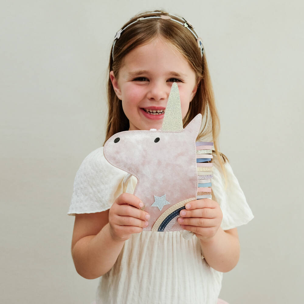 Mimi & Lula-Girls Pale Pink Velvet Unicorn Bag (24cm) | Childrensalon Outlet