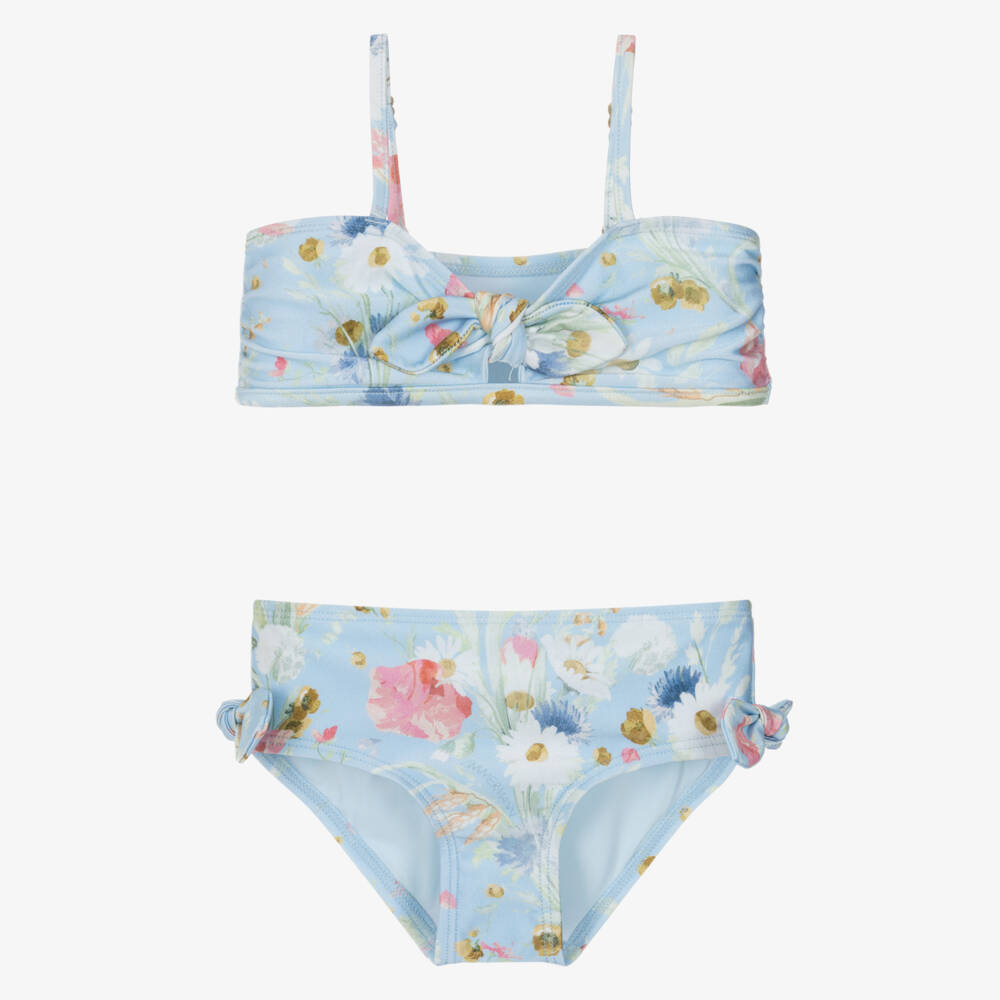 Zimmermann-Купальный комплект синий с цветочным узором для девочек | Childrensalon Outlet