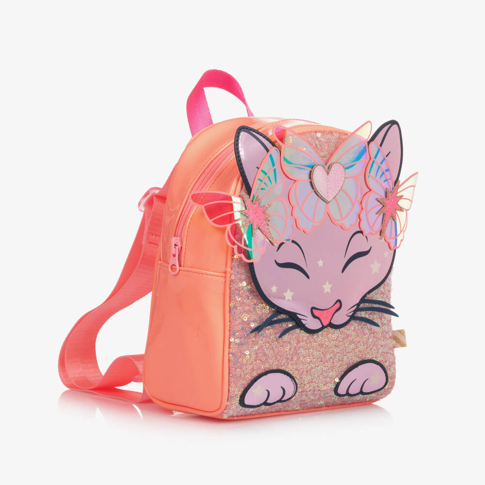 Billieblush-Girls Peach Pink Cat Mini Backpack (22cm) | Childrensalon Outlet