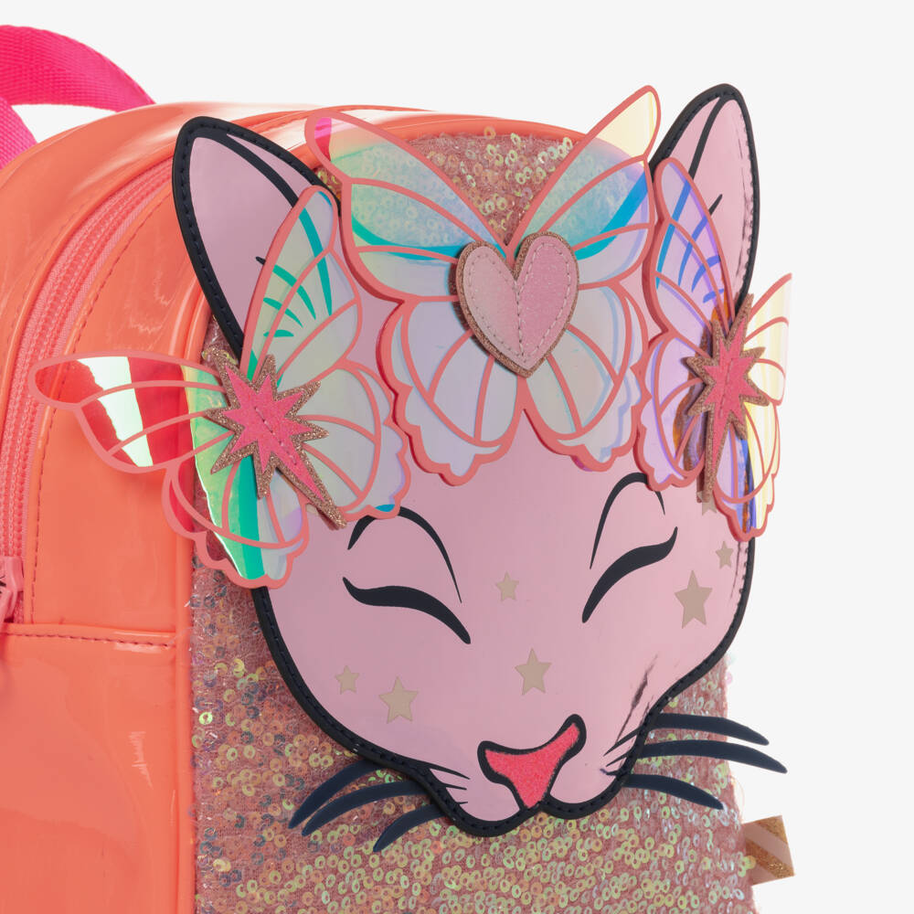 Billieblush-Girls Peach Pink Cat Mini Backpack (22cm) | Childrensalon Outlet