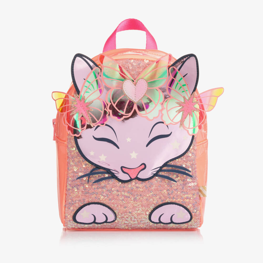Billieblush-Girls Peach Pink Cat Mini Backpack (22cm) | Childrensalon Outlet