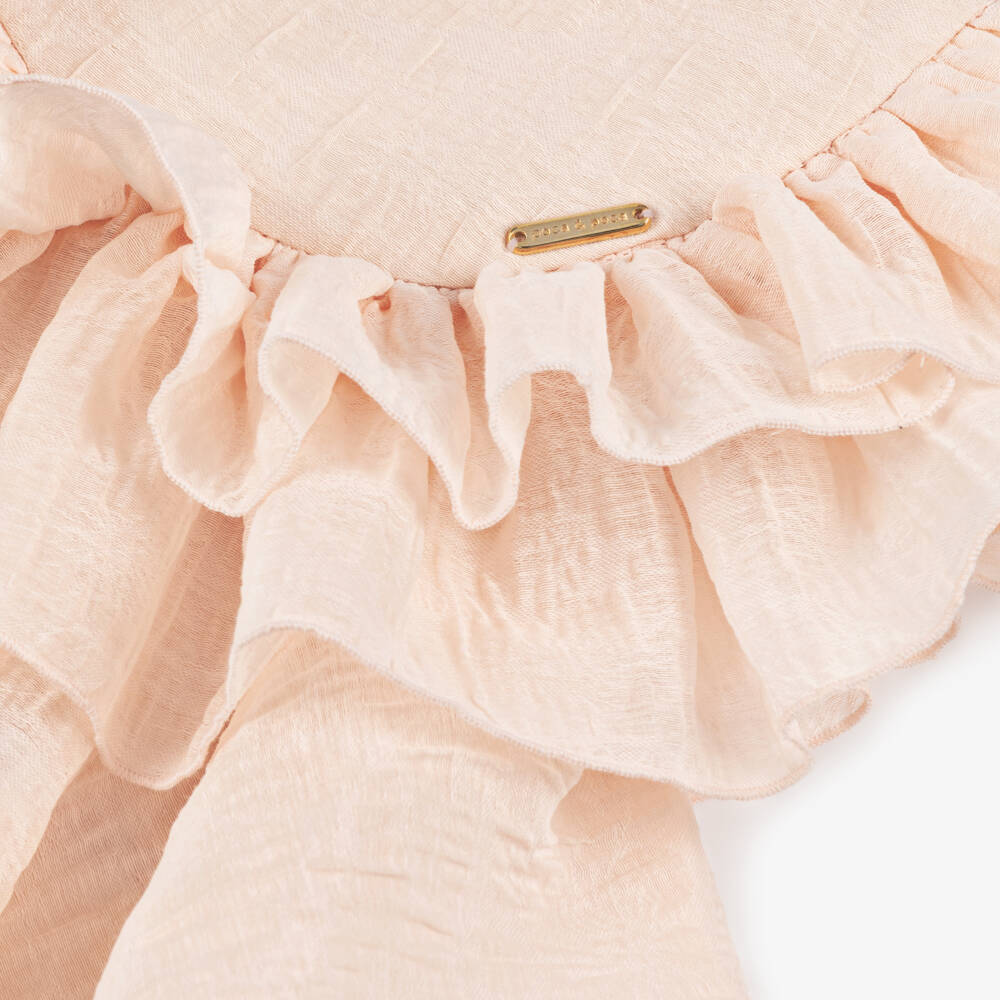 POCA & POCA-Girls Peach Pink Ruffle Dress | Childrensalon Outlet