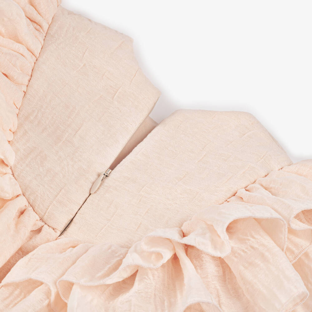 POCA & POCA-Girls Peach Pink Ruffle Dress | Childrensalon Outlet