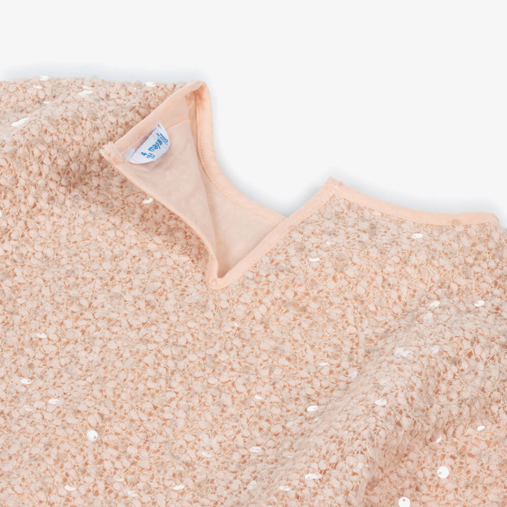 Mayoral-Girls Peach Pink Sequin Pleated Dress Set | Childrensalon Outlet