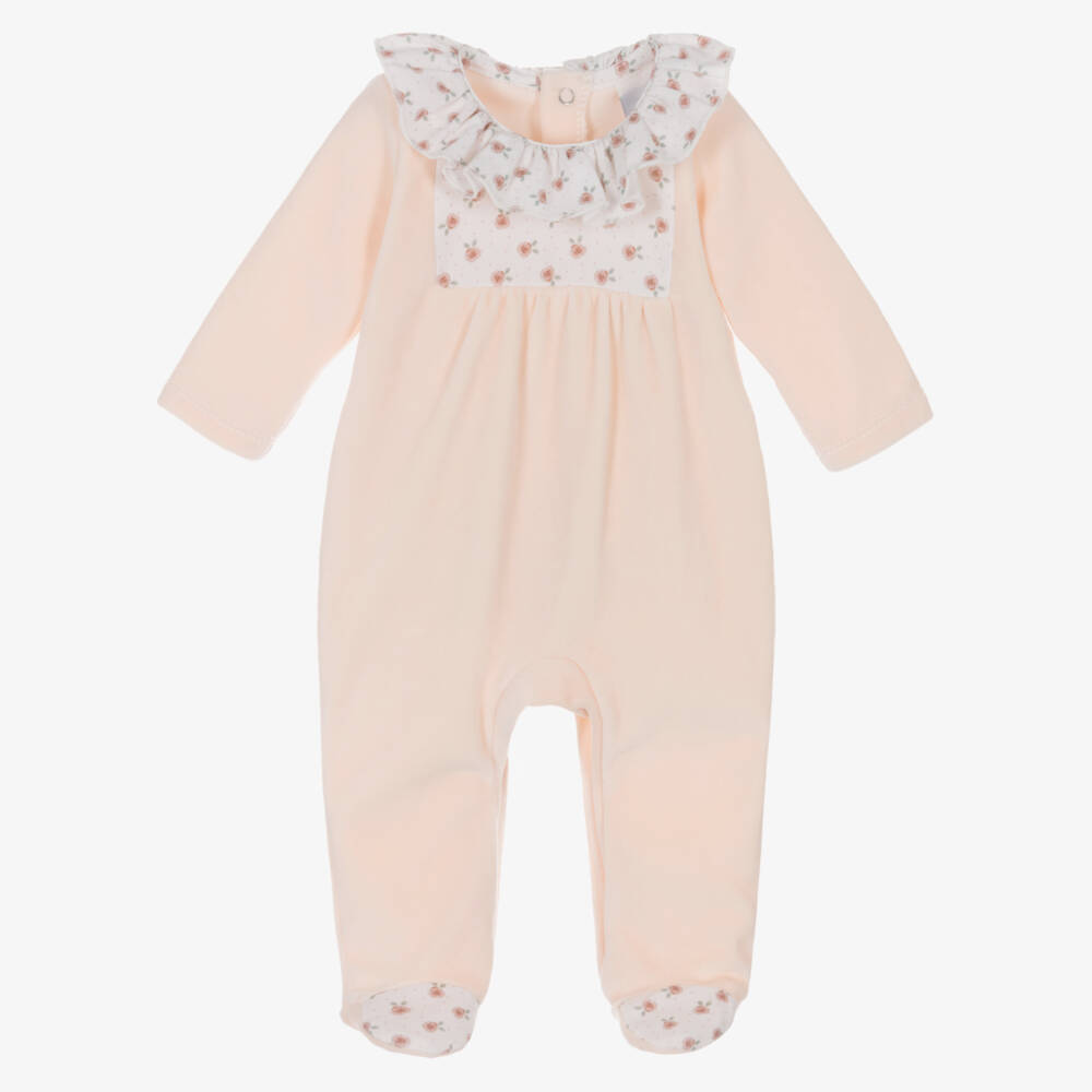 Babidu-Мягкий персиковый велюровый комбинезон для девочек | Childrensalon Outlet