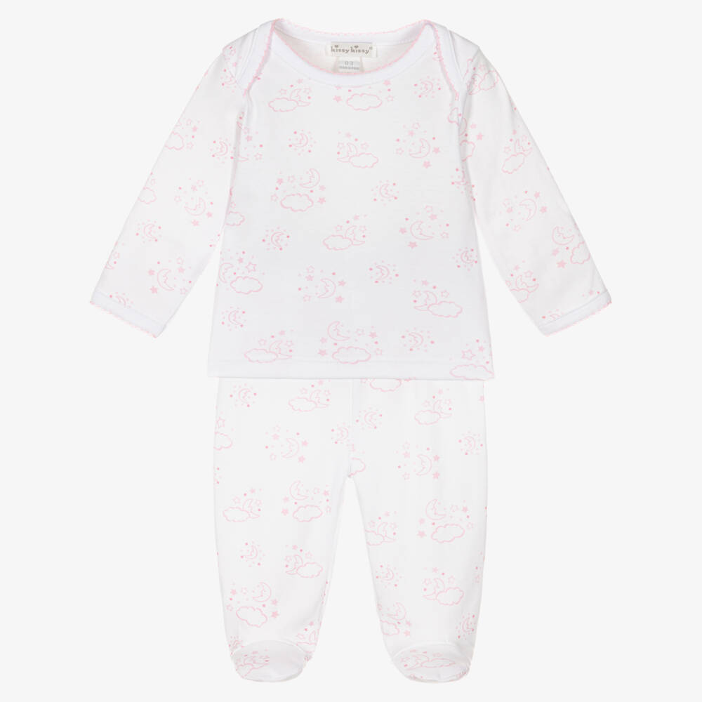 Kissy Kissy-Girls Pima Cotton Pink Cheerful Good Night 2 Piece Babygrow | Childrensalon Outlet