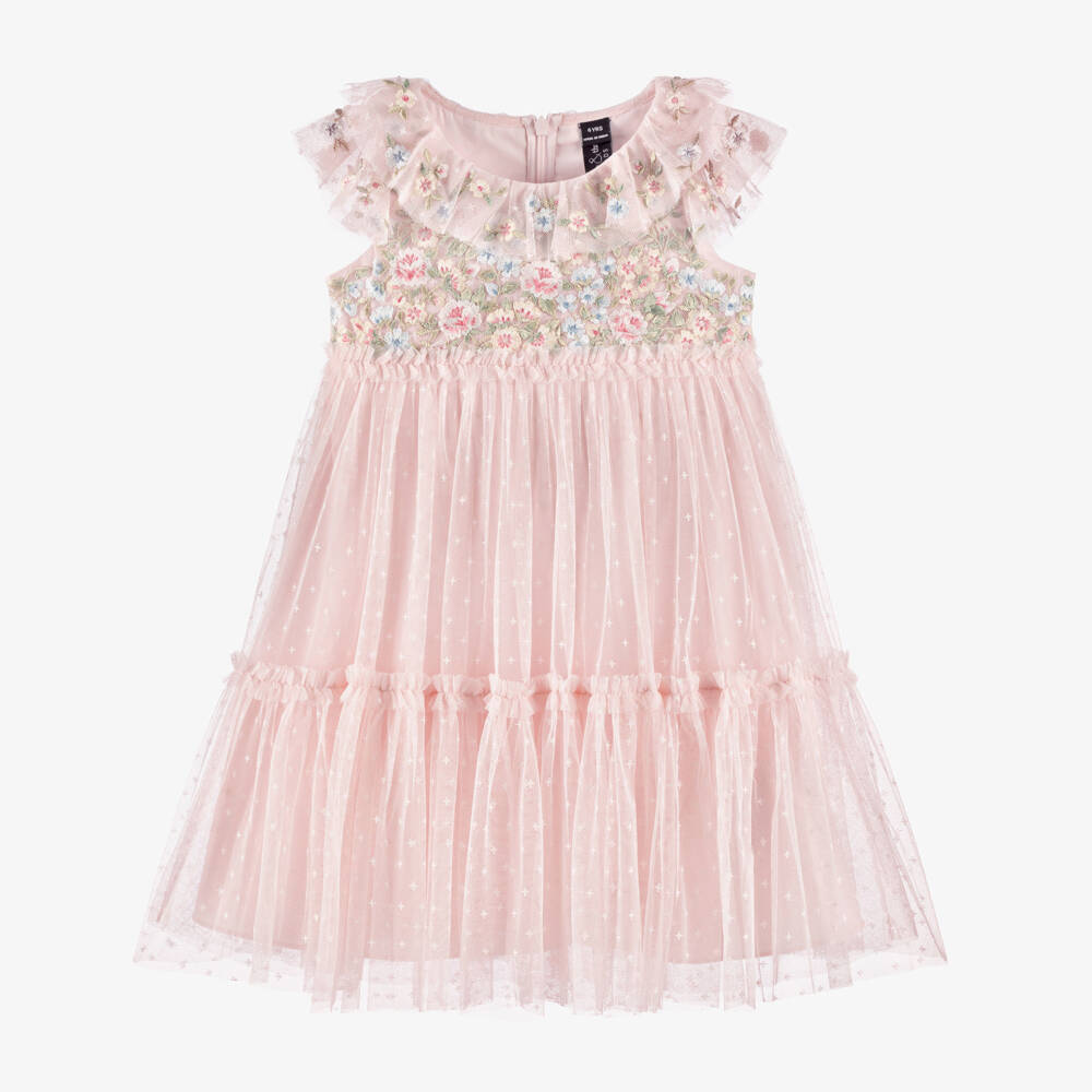 Needle & Thread-Girls Pink Antoinettes Embroidered Floral Bodice Dress | Childrensalon Outlet