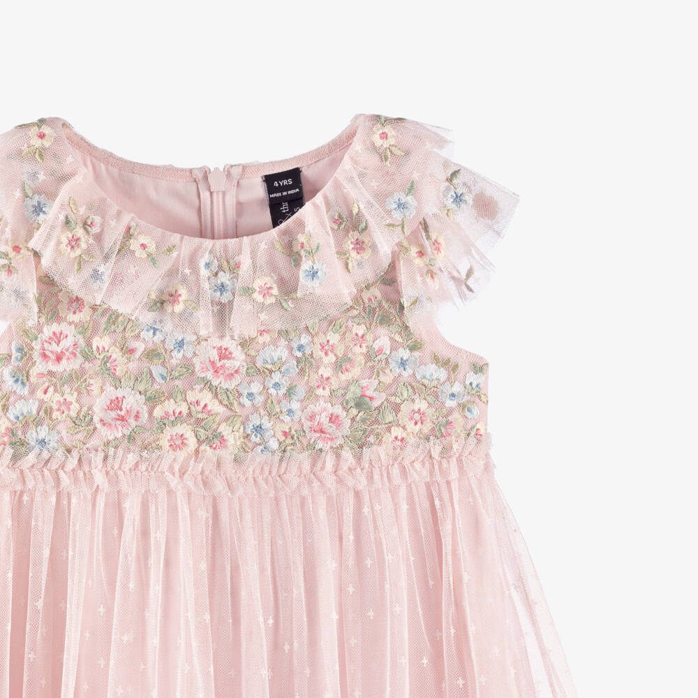 Needle & Thread-Girls Pink Antoinettes Embroidered Floral Bodice Dress | Childrensalon Outlet