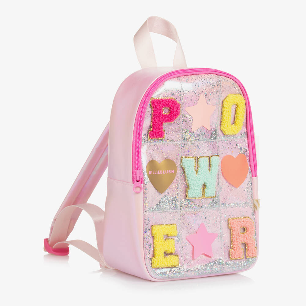 Billieblush-Girls Pink Backpack with Patches (26cm) | Childrensalon Outlet