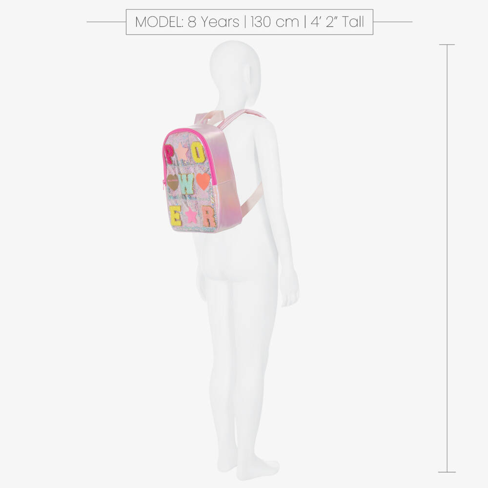 Billieblush-Girls Pink Backpack with Patches (26cm) | Childrensalon Outlet