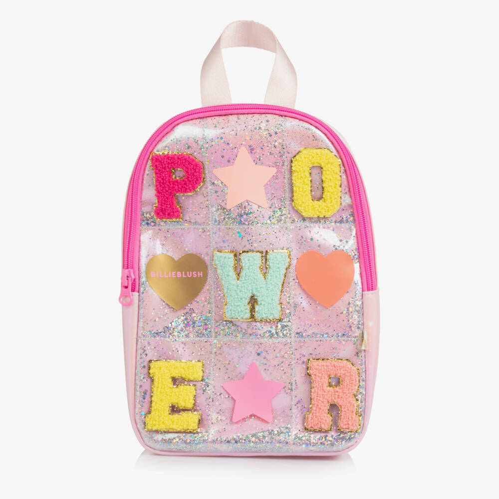 Billieblush-Girls Pink Backpack with Patches (26cm) | Childrensalon Outlet