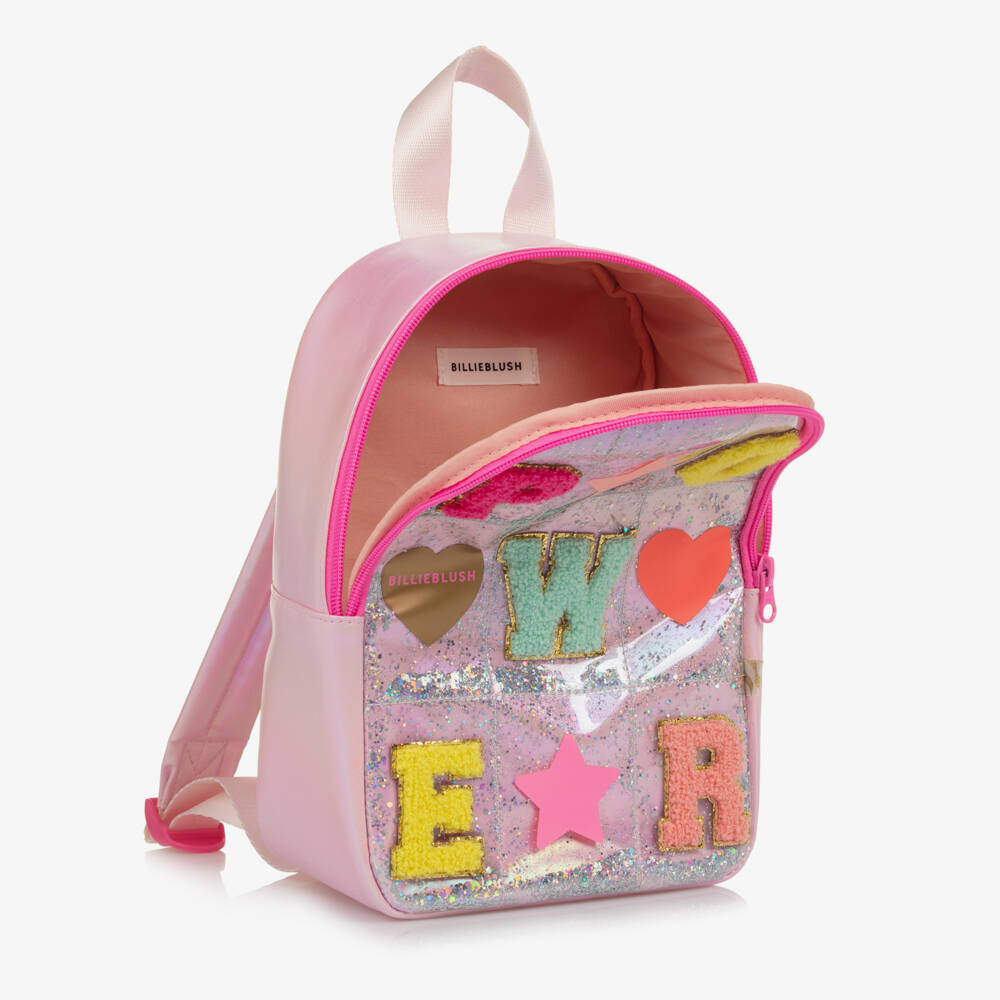 Billieblush-Girls Pink Backpack with Patches (26cm) | Childrensalon Outlet