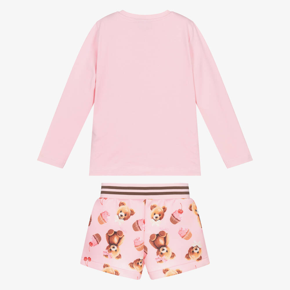 A Dee-Розовый комплект из джерси с мишкой для девочек | Childrensalon Outlet