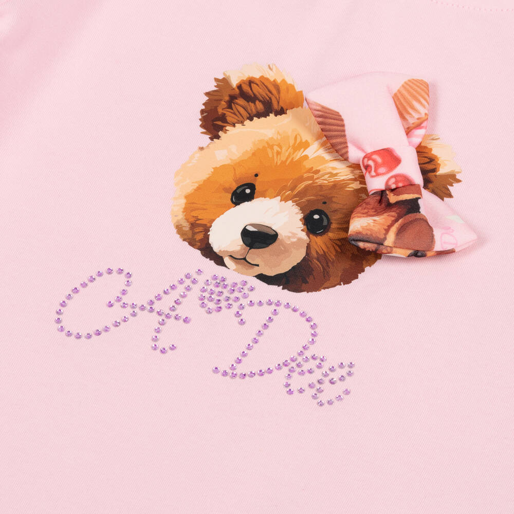 A Dee-Розовый комплект из джерси с мишкой для девочек | Childrensalon Outlet