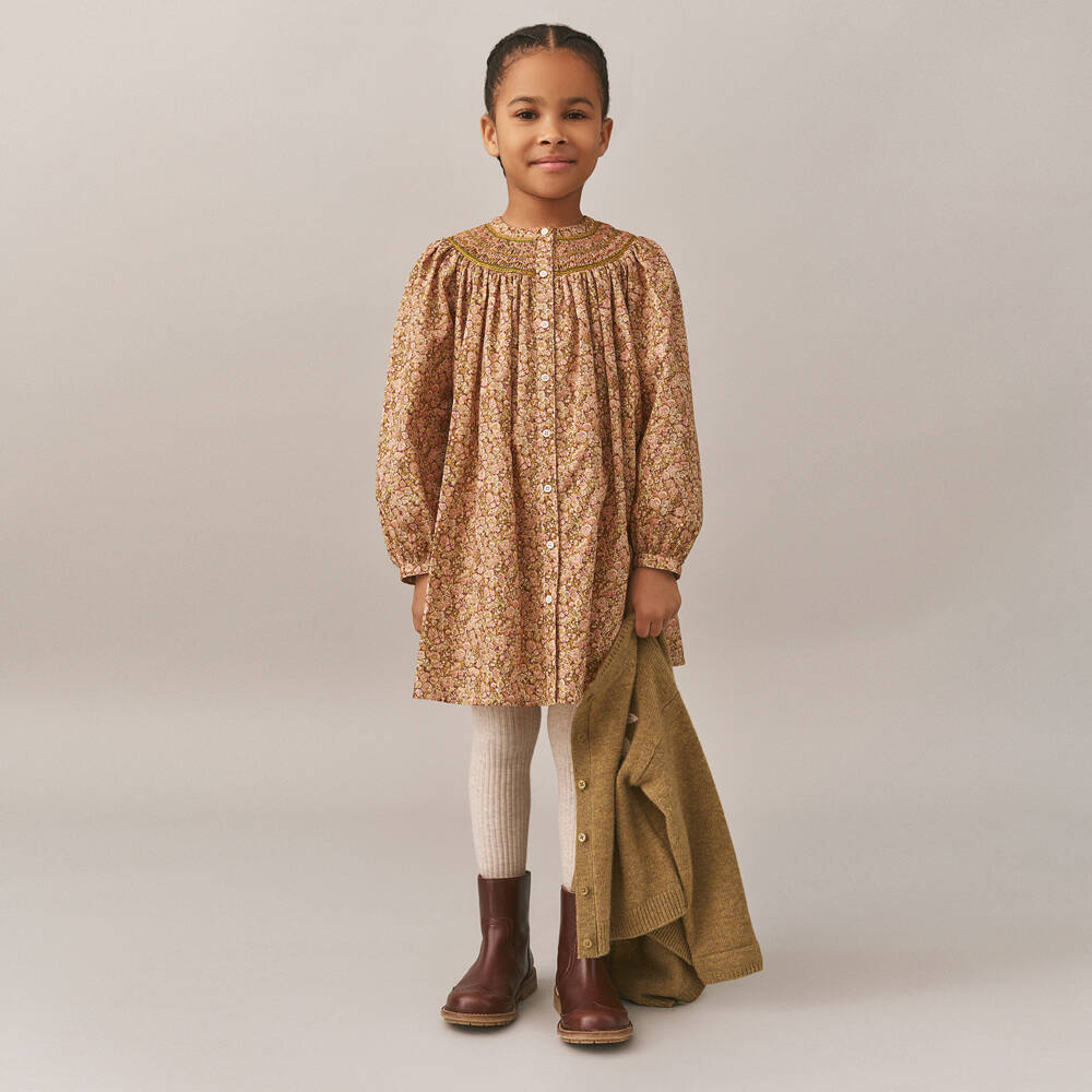 Bonpoint-فستان قطني وردي مزهر للبنات | Childrensalon Outlet