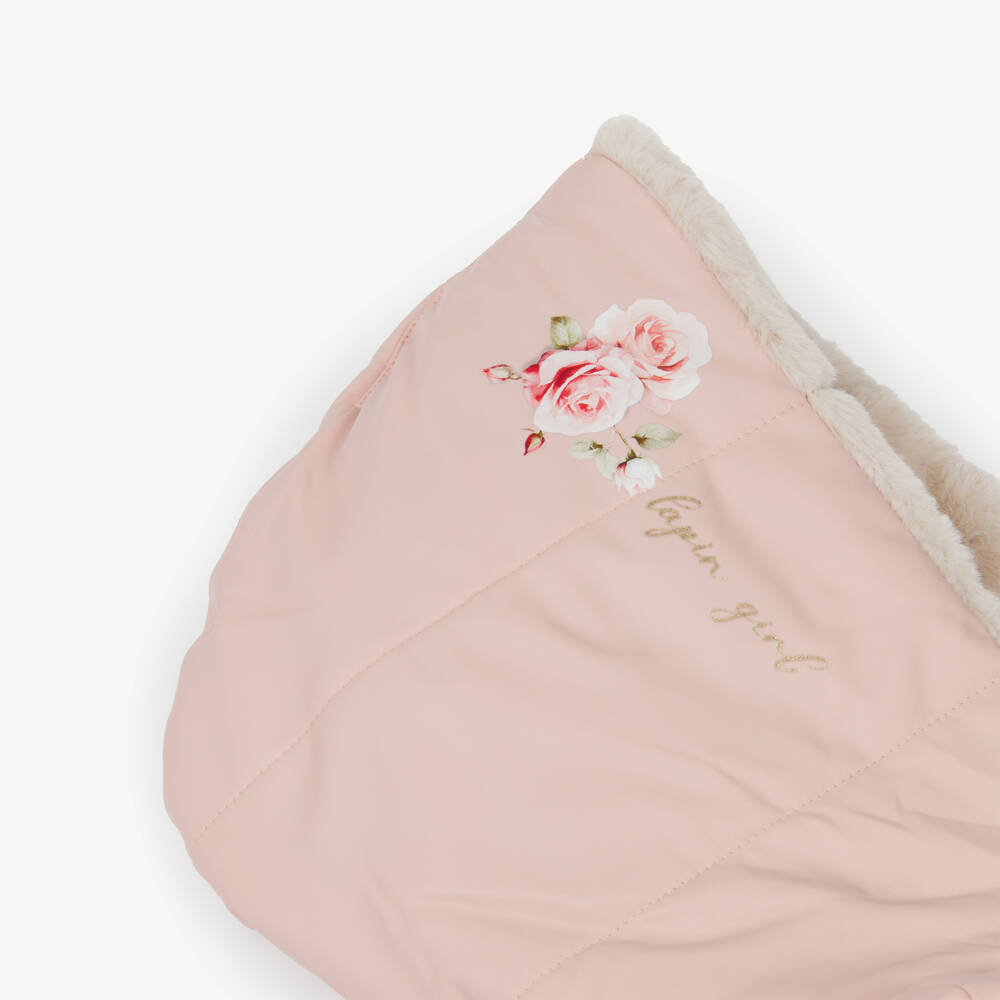 Lapin House-Girls Pink & Beige Faux Fur Reversible Gilet | Childrensalon Outlet