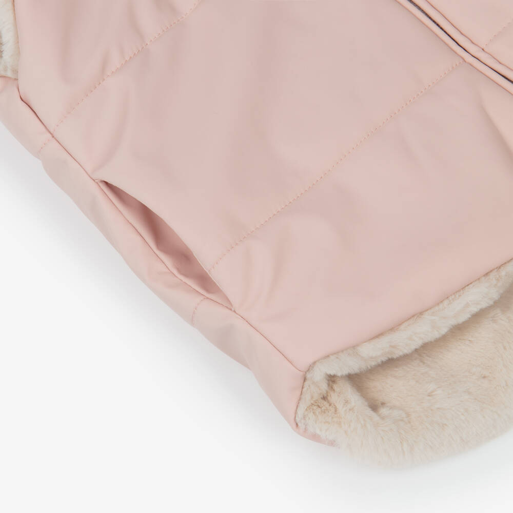 Lapin House-Girls Pink & Beige Faux Fur Reversible Gilet | Childrensalon Outlet