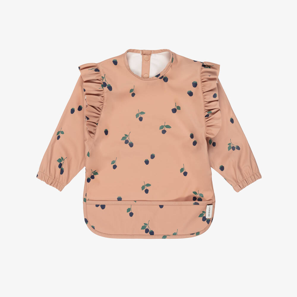 Liewood-Girls Pink Berry Print Apron Bib | Childrensalon Outlet