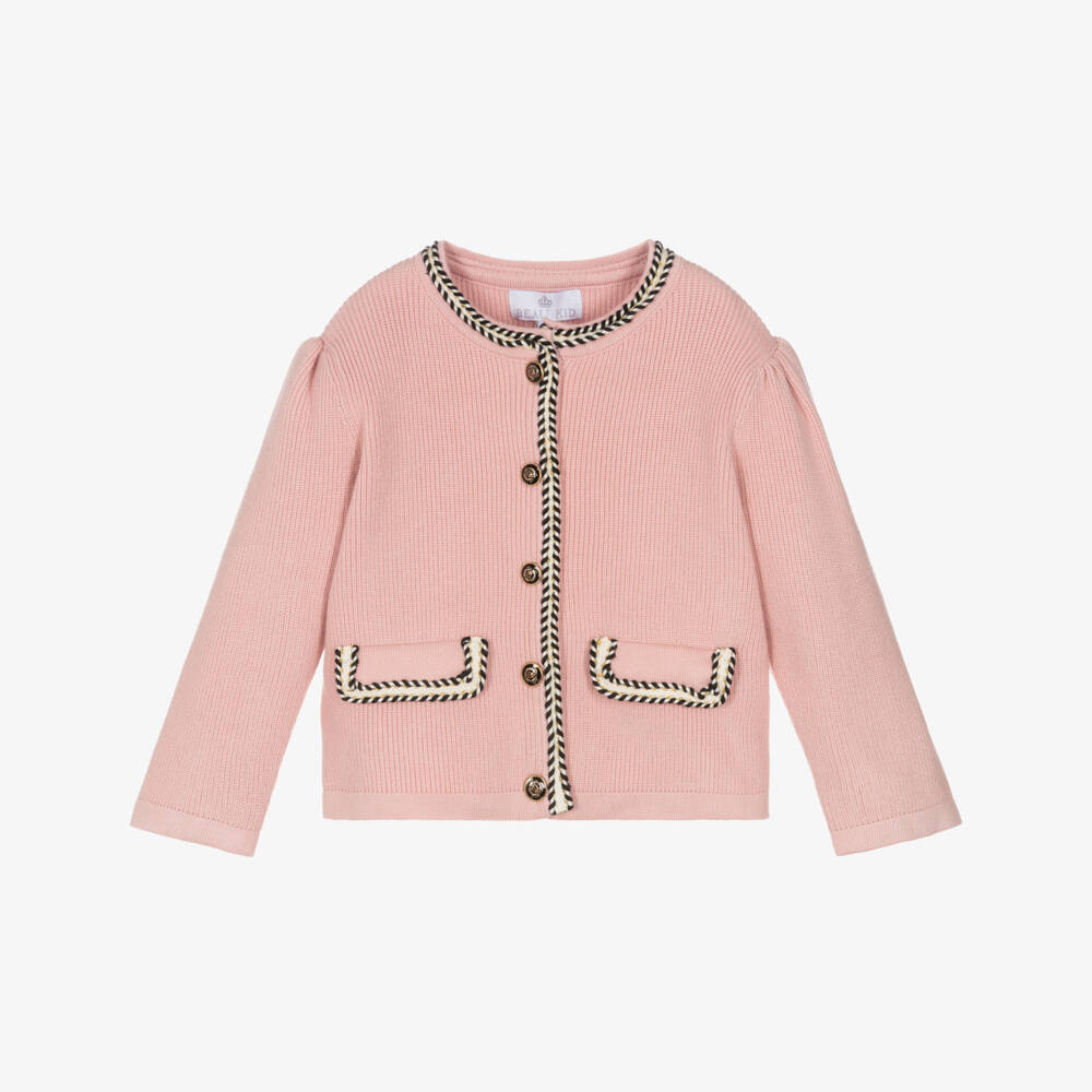 Beau KiD-Girls Pink & Black Knitted Skirt Set with Bow Brooch | Childrensalon Outlet