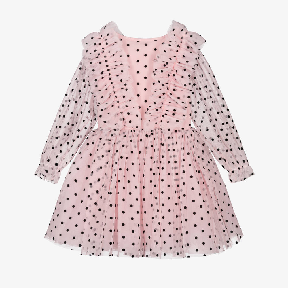 Rock Your Baby-Girls Pink & Black Polka Dot Tulle Dress | Childrensalon Outlet