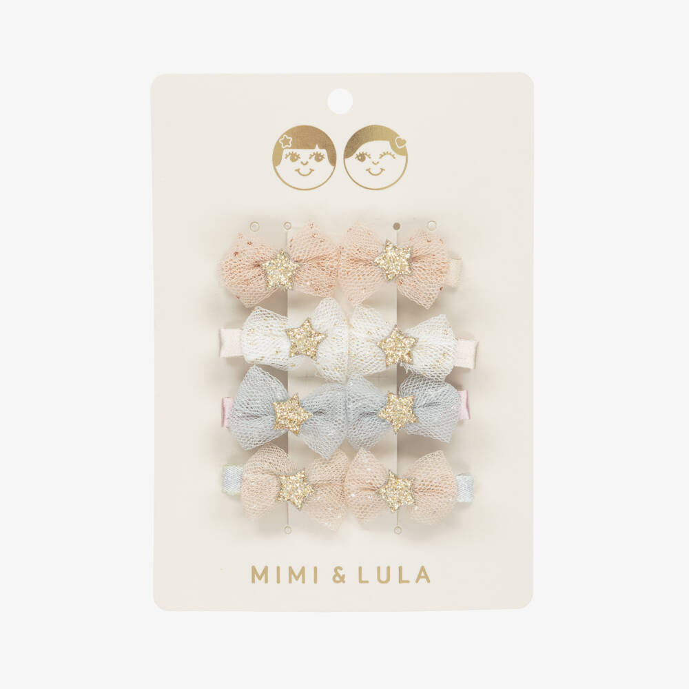 Mimi & Lula-Girls Pink & Blue Mini Hair Clips with Bows (8 Pack) | Childrensalon Outlet